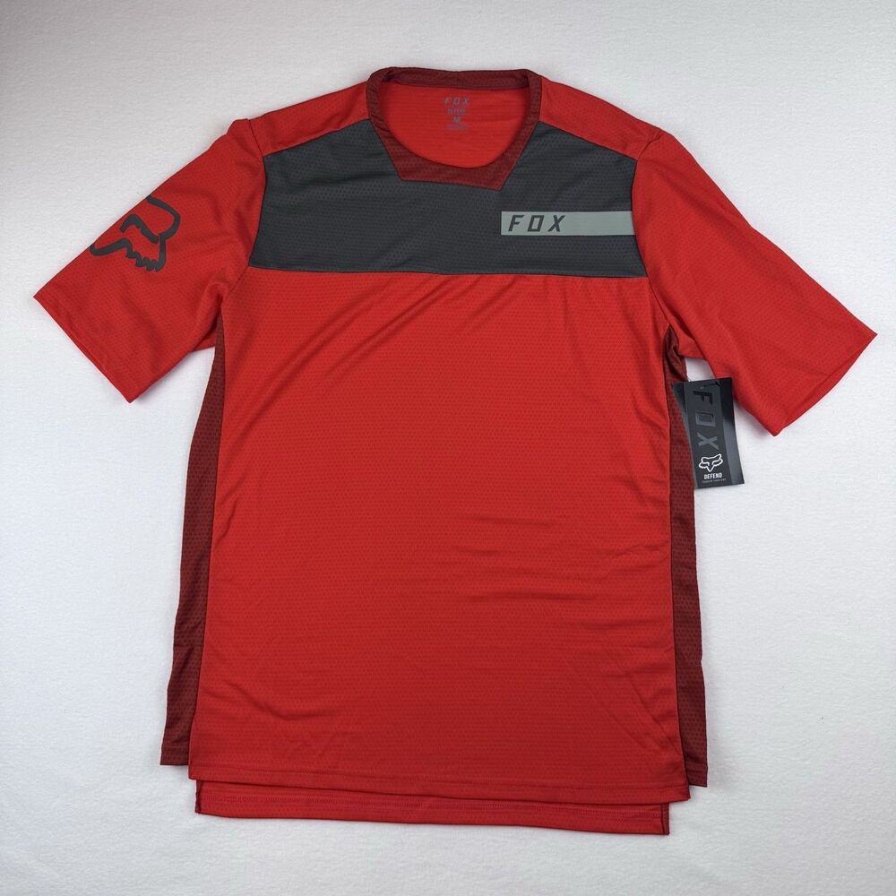 FOX Defend Men's Short Sleeve MTB Cycling Jersey Shirt Orange/Gray Size Medium